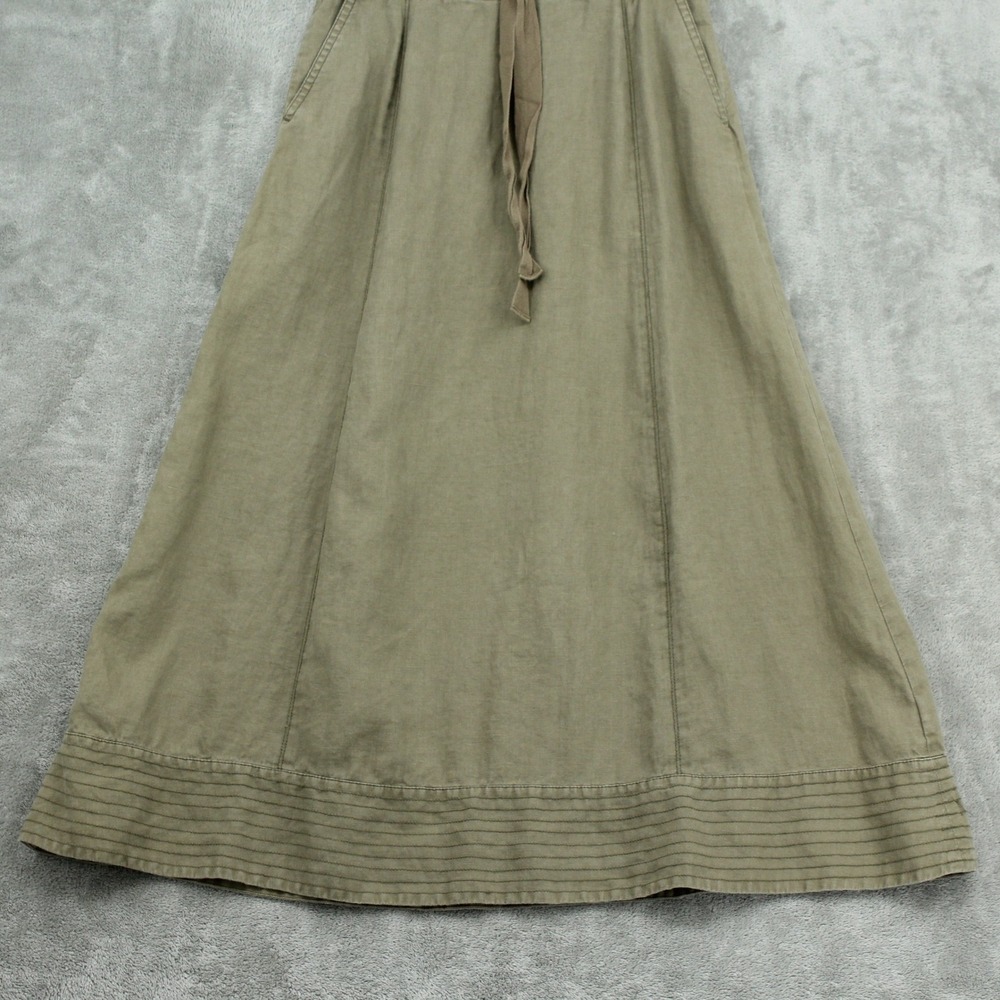 Boden Skirt Women 8 Green Linen Maxi Boho Pockets Modest Gauzy Drawstring Green - Picture 4 of 10